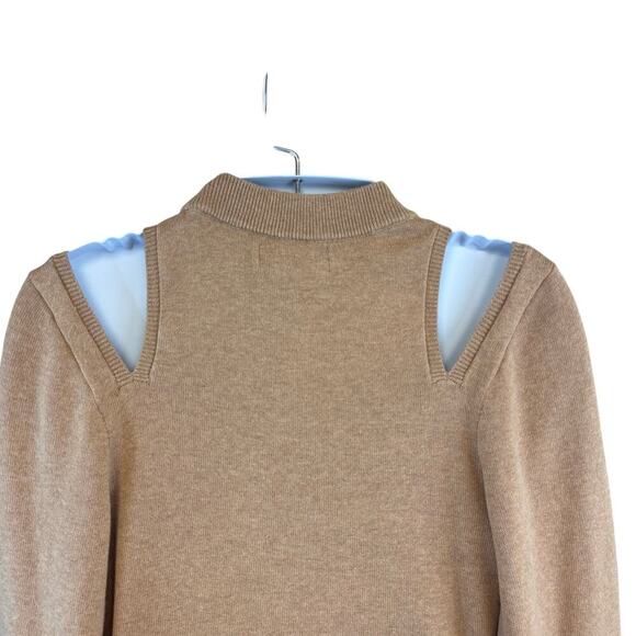 NAADAM Camel Knit Sweater Long Sleeve Sweater Dress Shoulder Cut-out Women's M - Picture 5 of 7